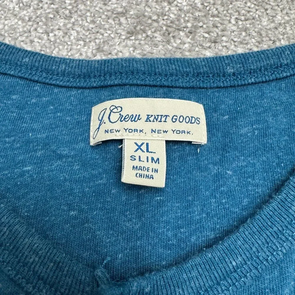 J.Crew Knit Goods Slim Flagstone Marled Henley Long Sleeve shirt Mens XL Blue